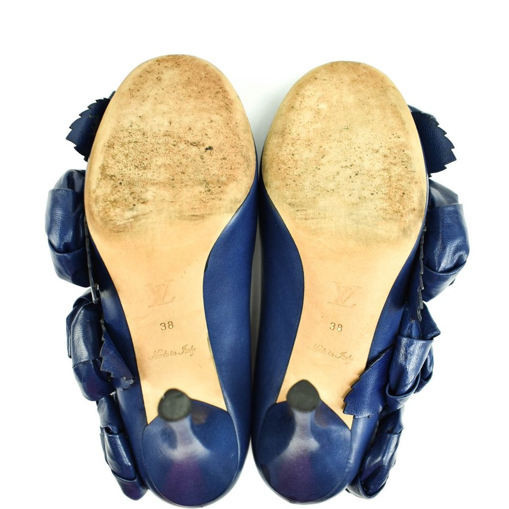 LOUIS VUITTON: Deep Blue/Violet, Leather & Roses Runway Heels/Pumps - Picture 8 of 8